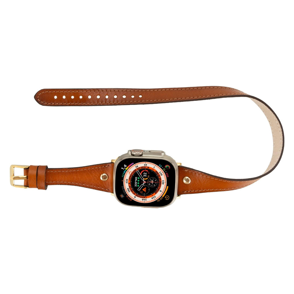 Syracuse Double Tour Leather Bands for Apple Watch 9, Ultra 2 and SE